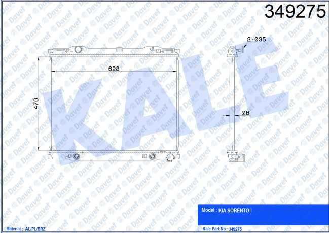 KALE-349275 Radyator Sorento I (At) Al Pl Brz